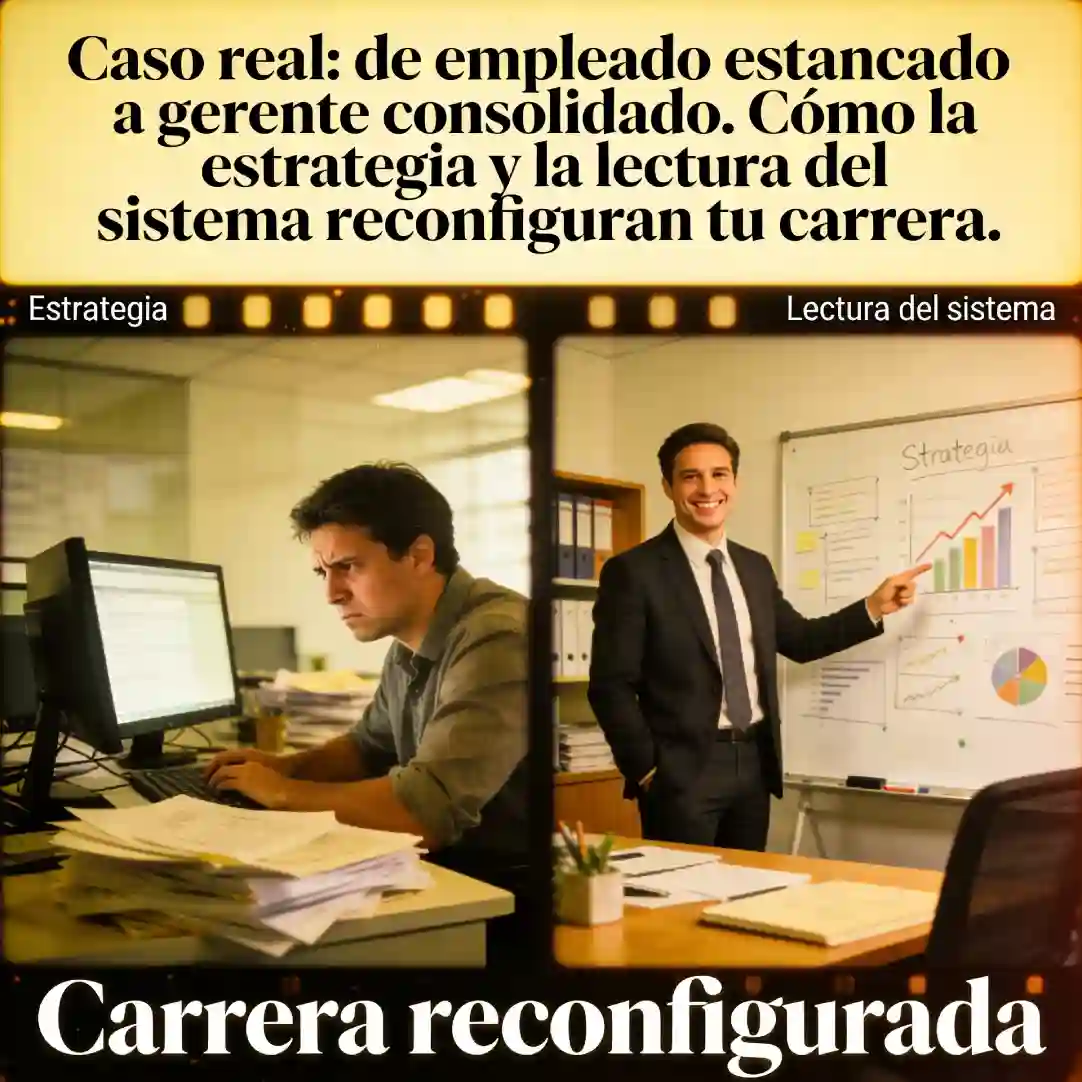 Caso real: de empleado estancado a gerente consolidado. Cómo la estrategia y la lectura del sistema reconfiguran tu carrera.